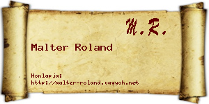 Malter Roland névjegykártya